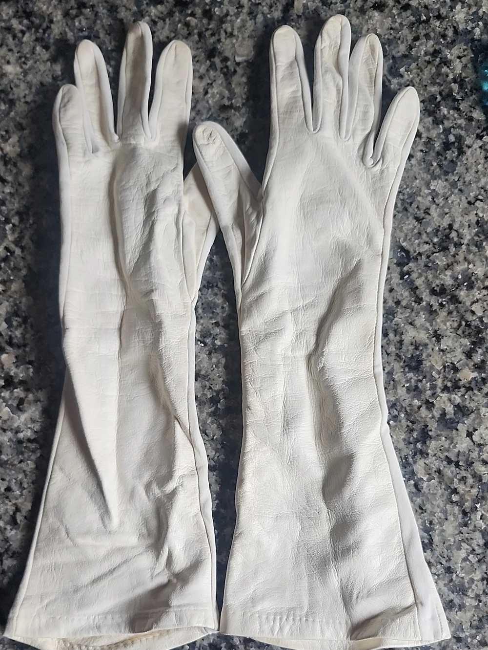 Vtg Van Raalte Ivory Leather Long Opera Gloves Size 8